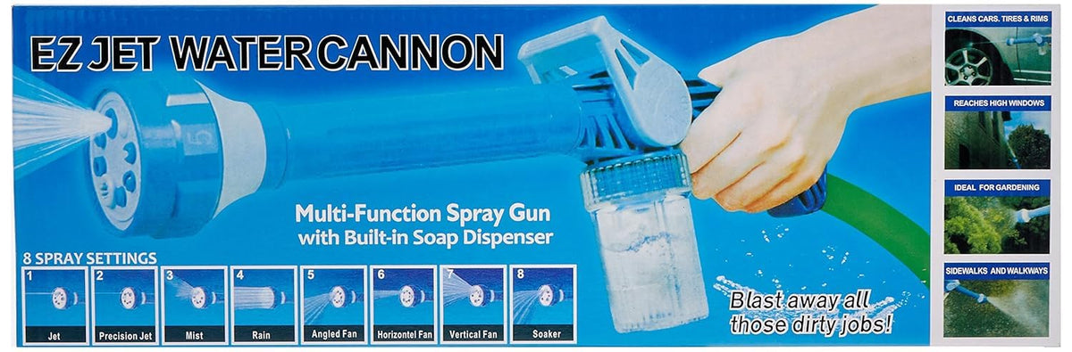 8-in-1 Turbo Water Spray Gun (Blue) | Multi-Function Adjustable Water Hose Nozzle for Car, Garden & Home Use - 10406
