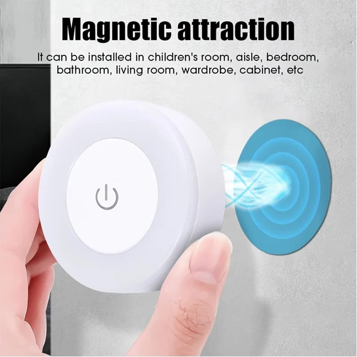Touch Control Wireless LED Night Light, USB Rechargeable Magnetic Stick-On Light with Adjustable Brightness for Closet, Wardrobe, Bedroom, Hallway & Stairs - 21190