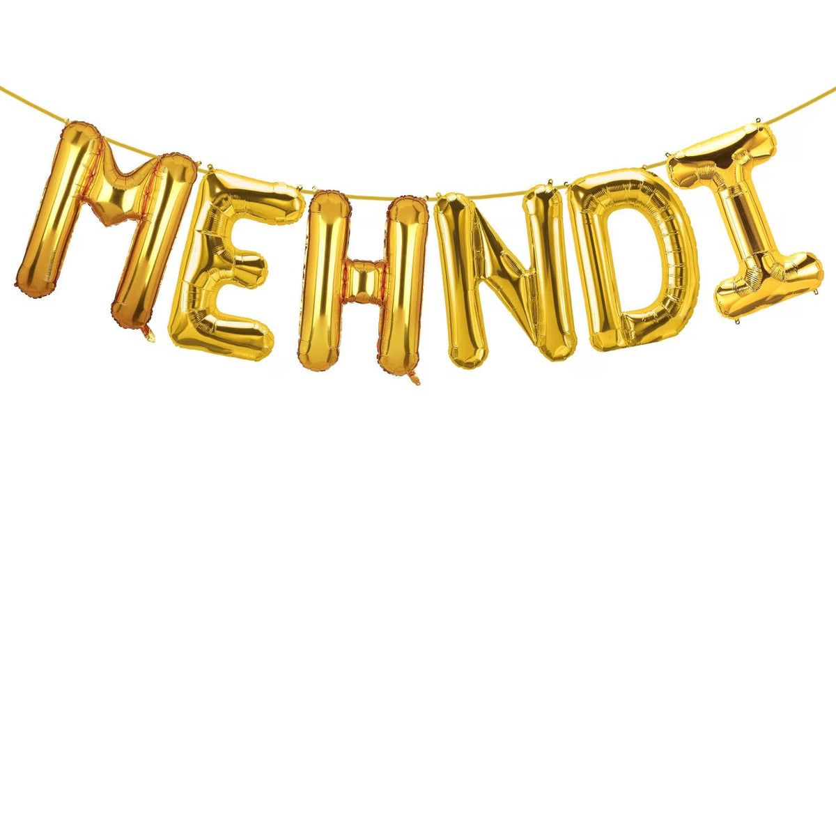 CheersCo Golden MEHNDI Foil Letter Balloon Decoration for Mehndi Ceremony, Wedding Events, Haldi, Engagement Parties, Sangeet, and Pre-Wedding Functions for Boys and Gilrs_ - 21260