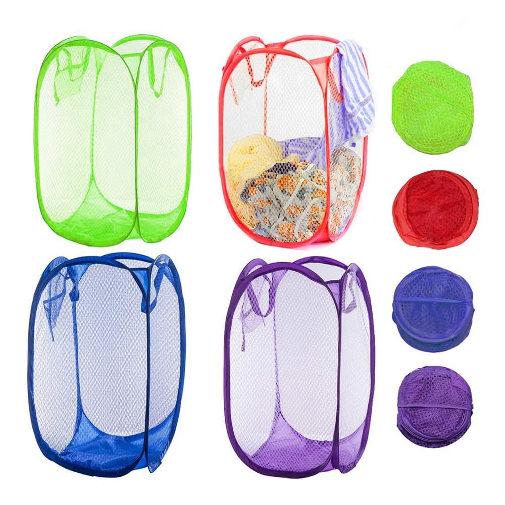 Mesh Laundry Basket| Portable Laundry Bag With Handles |Netted Lightweight Laundry Bag for Home {Multicolor} - 20561