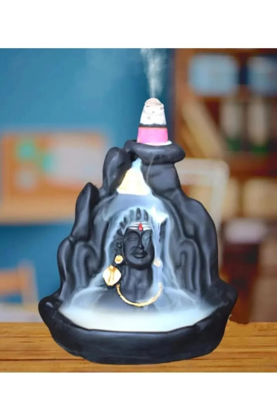 Lord Shiva Adiyogi Shiva Backflow Smoke Fountain Incense Holder Burner with 8 - 10012