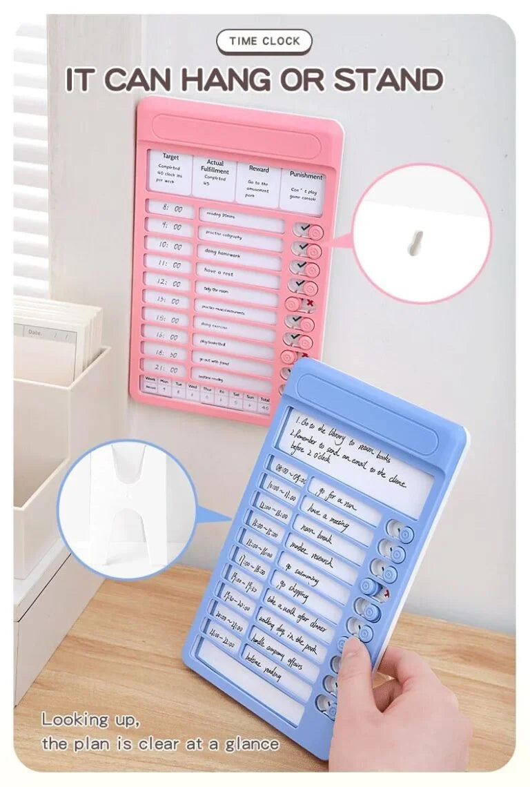 Habit Tracker Daily Planner Board for Kids & Adults | Reusable To-Do List Chore Chart with 15 Detachable Cards, Weekly Record & Motivation Paper - 618