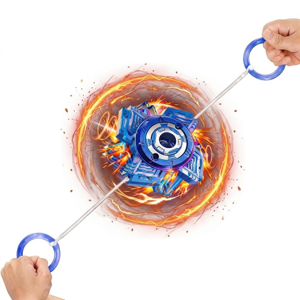 Hand Pull Gyro Spinner for Kids | High Speed Flying Spinner with String Launcher | Stress Relief Rotating Spin Toy - 20948