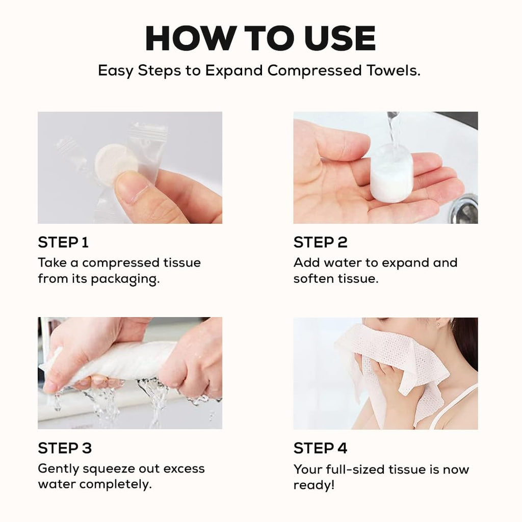 {Pack of 6} Towel Tablets, Facial Cleansing Tissue, Mini Tablets Disposable Towels, Makeup Remover Pads, Water Activated Coin Tissue for Beauty Salon, Travel, Sports & Personal Use - 20479