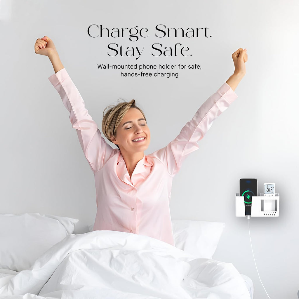 Mobile Phone Charging Rack Wall-Mounted Double-Grid Remote Control Storage Box {Multicolor} - 20783