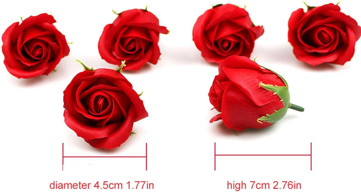 {50 Pcs} Decor Premium Artificial Rose Box  - Ideal for Decoration, Home/Office Decor, Gifts, Crafts, DIY, Bouquets, Cake Decorating {Multicolour} - 10881