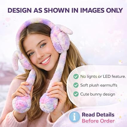 20330Winter earmuffs for Kids, Ear Muffs for Winter | Moving ear Bunny Earmuffs for Girls, Boys, Women, Chu chu sounds