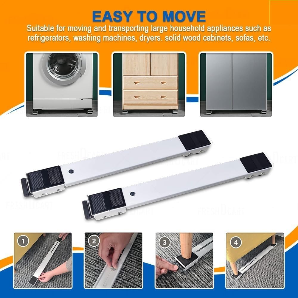 Heavy Load Furniture Lifter Mover Tool Set — Adjustable Furniture Lifting Tool Rollers, Heavy-Duty Moving Slider Wheels for Washing Machines, Refrigerator, Sofa, Cupboard, Wardrobe - 21333