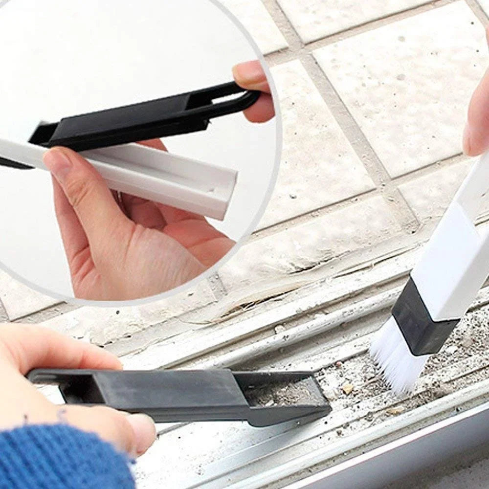 {Pack of 6} 2-in-1 Multi-Function Window Slot Brush with Dustpan Screen Keyboard Drawer Wardrobe Corner Gap Dust Removal Cleaning Brush (7.7×0.8 inch) - 10186