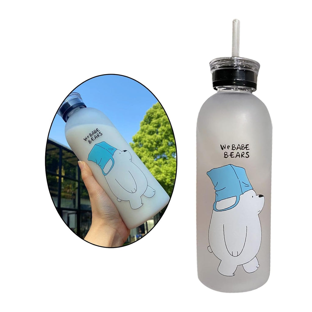 Cute Bear Straw Portable Sports Water Bottle Girls Gift Beverage Drinking Frosted 2 | Kitchen, Dining & Bar {Random Design} - 20578