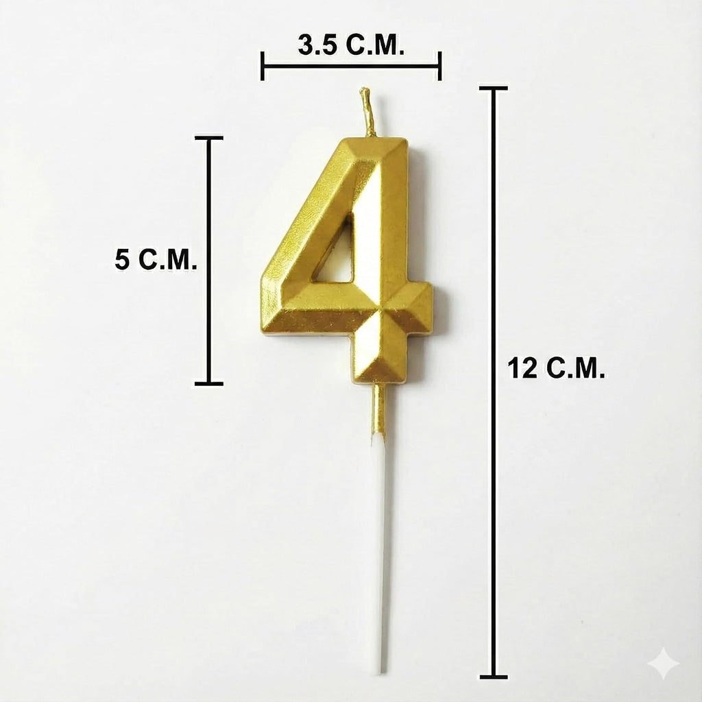 {Pack of 12} Gold Colour Number 4 Birthday Candles cake topper - 21151