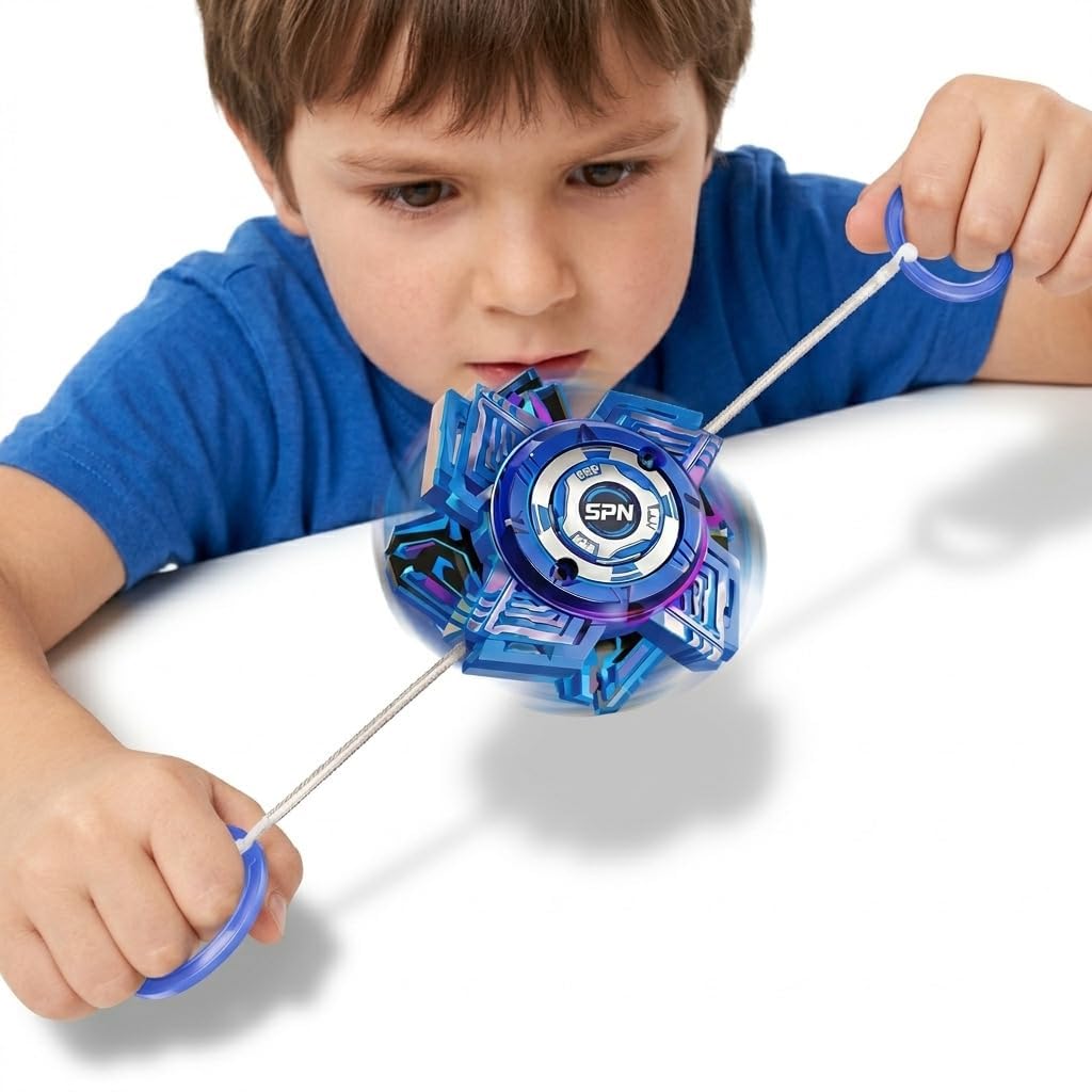 Hand Pull Gyro Spinner for Kids | High Speed Flying Spinner with String Launcher | Stress Relief Rotating Spin Toy - 20948