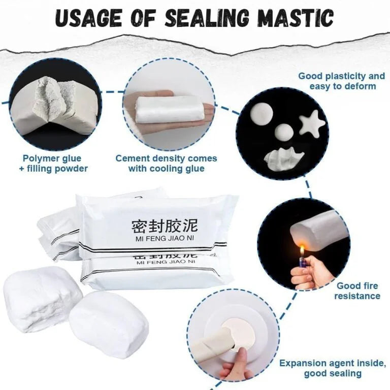 MF JN-22 Waterproof Sealant Clay, Sealing Glue for Leaks, Air Tight, White Sewer Mending, Cracks, Gaps & Voids Around Windows