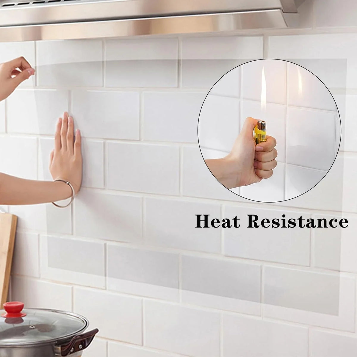 Kitchen Anti-Oil & High-Temperature Resistance Transparent Tile Sticker, Kitchen Backsplash Clear Wall Protector, Splash Protection Moisture Proof Self Adhesive (60 x 200 cm) - 10327