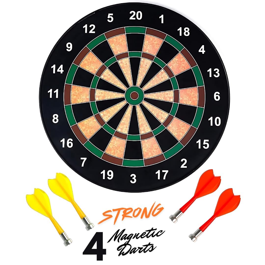 Magnetic Dart Board Game for Kids – 28.5 Cm Indoor & Outdoor Fun with 4 Soft Darts - 20696
