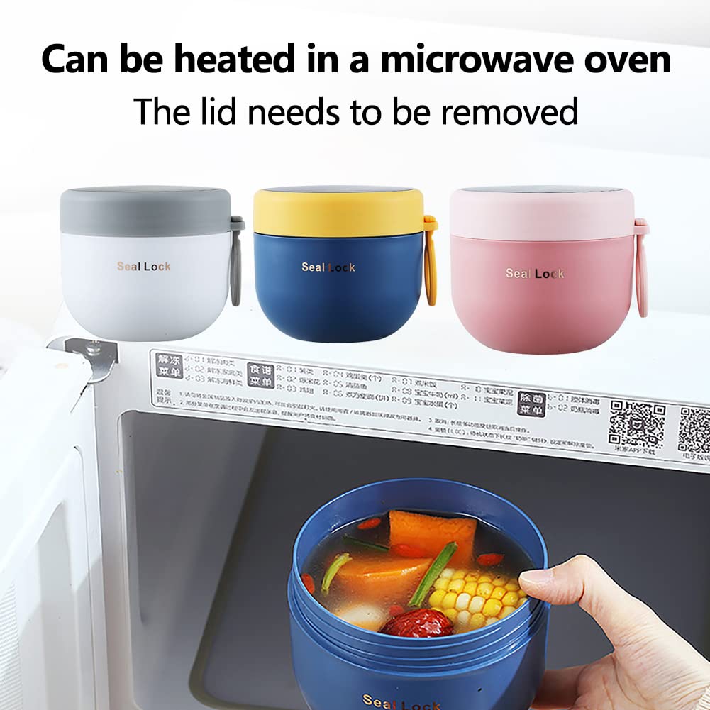 Stainless Steel Insulated Bowl Lunch Box 600ml | Hot & Cold Meal Holder with Handle & Spoon | Leak Resistant Food Container for Office, School, Travel {Random Color} - 20773