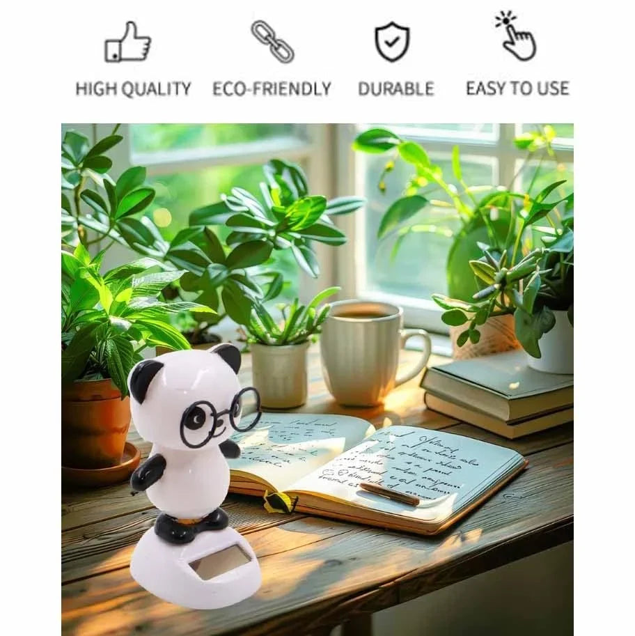 Solar Powered Dancing White Panda Dolls Swinging Animated Sun Catcher Car Decor Portable Suncatchers Home Car Ornament Kids Toys Gifts (1 pcs) - 10274