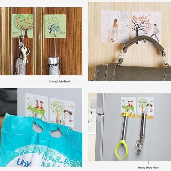 Hook Design 12 PCS Cute Sticky/Adhesive Hooks, Water Proof, Decorative Wall Hook with Cartoon Designs, Hanger for Office, Home, Bedroom, Bathroom, or Kitchen - 10533