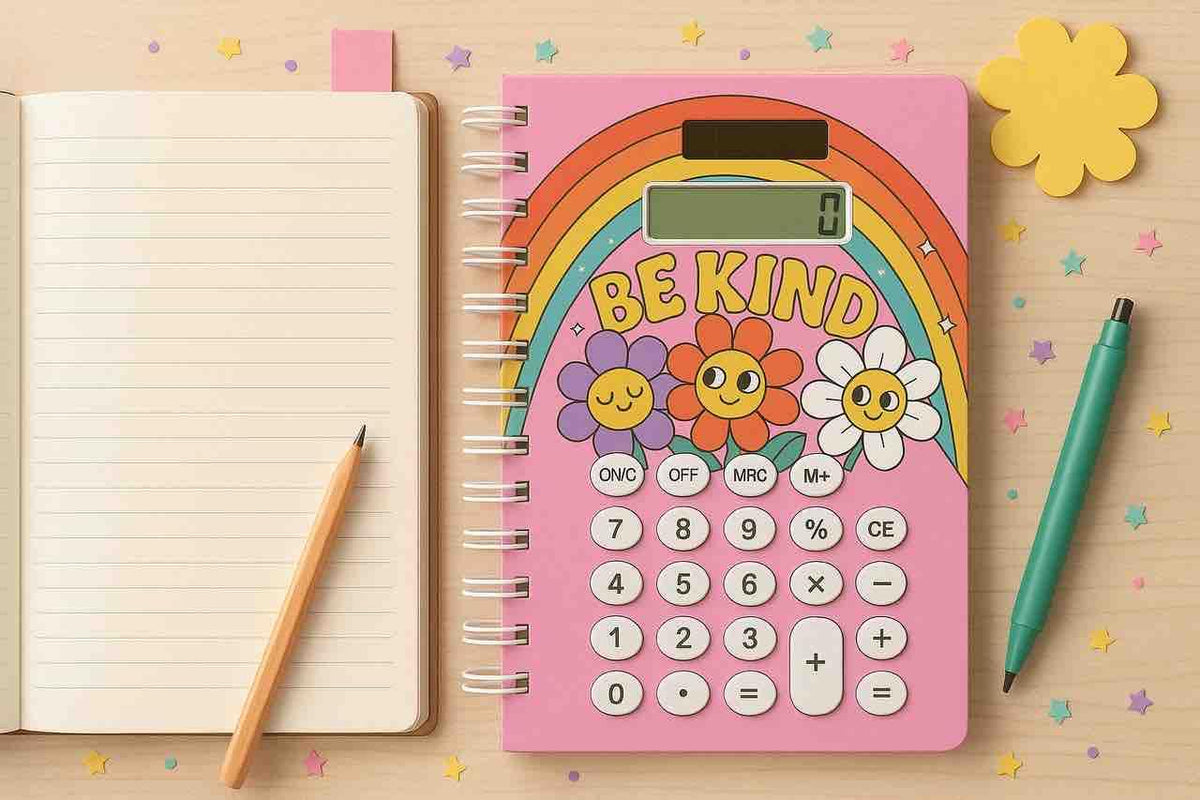 Calculator Notebook Diary – Spiral Bound Notepad with Silicon Button Calculator | Unicorn Design Stationery for Kids, Girls & Students {Random Color} - 20770