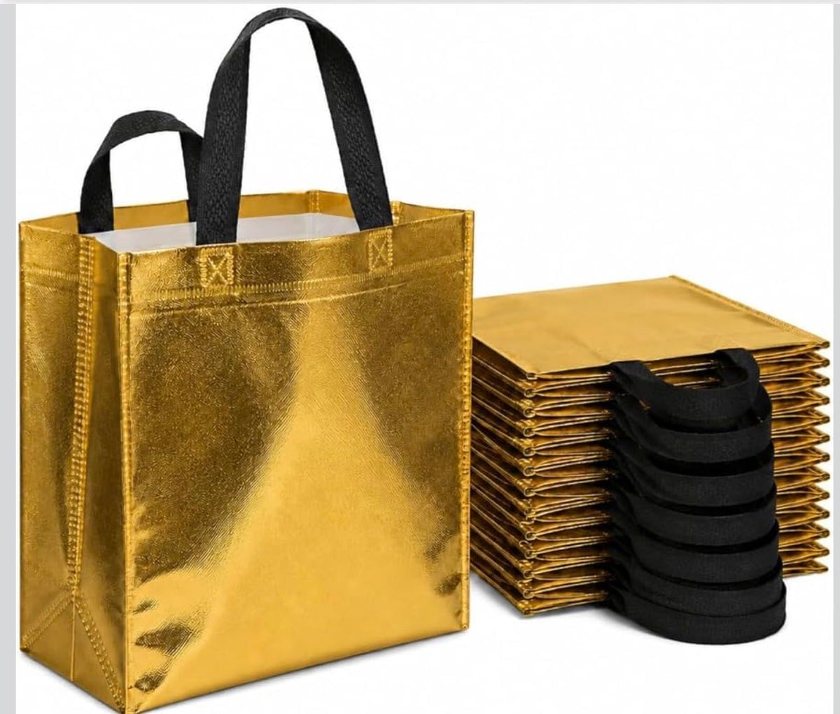 JOURNEY JOY FABRIC GLOSSY GOLDEN MEDIUM BAGS FOR GIFTING, BIRTHDAY PARTIES, WEDDING, PARTIES - 21361