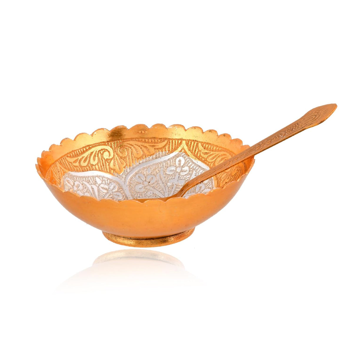 Aluminum Floral Bowl Set with Spoon - 1 Bowl, 1 Spoon - 21356