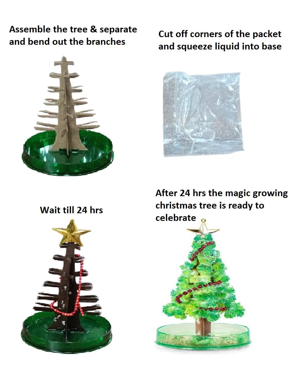 Magic Growing Crystal Christmas Tree DIY Kit | Christmas Celebration for Kids | Fun Party Toys - 20531