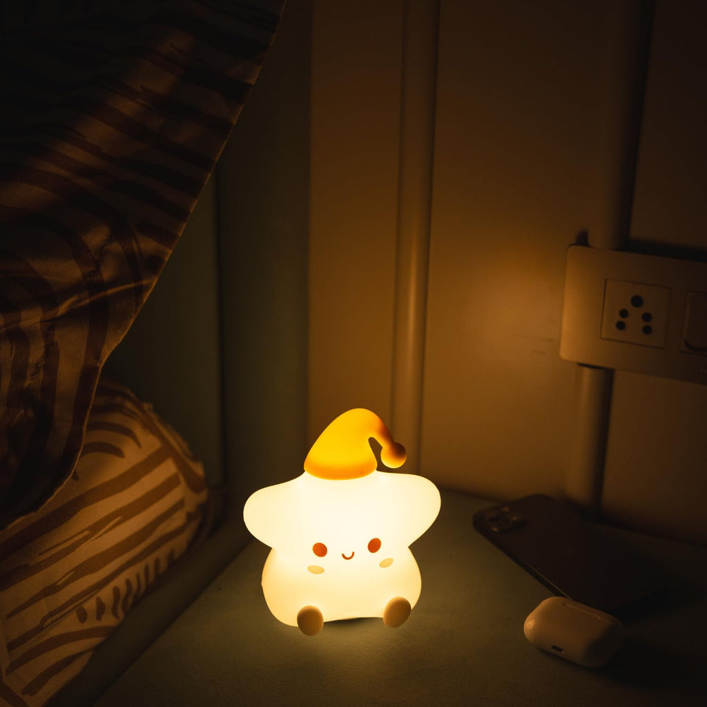 Zh-156 Star Light, Night Lamp for Kids, Night Light for Bedroom, Birthday Gift for Kids, Cute Table Lamp, Silicone Rechargeable Lamps with Charging Plug, Valentine Gift for Girlfriend