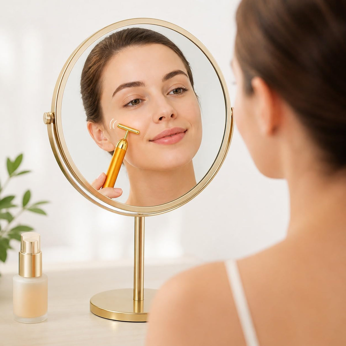 24K Gold Energy Beauty Bar Electric Facial Massager Vibration Face Roller Skin Tightening Anti Aging Tool, Wrinkle Remover for Face Neck Jawline - 20623