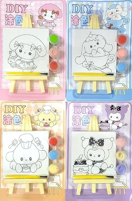 Small Painting kit with Paints, Brush and Stand, Canvas Painting Kit for Kids, Water Color Painting kit, Canvas Painting kit,Return Gift - 20956