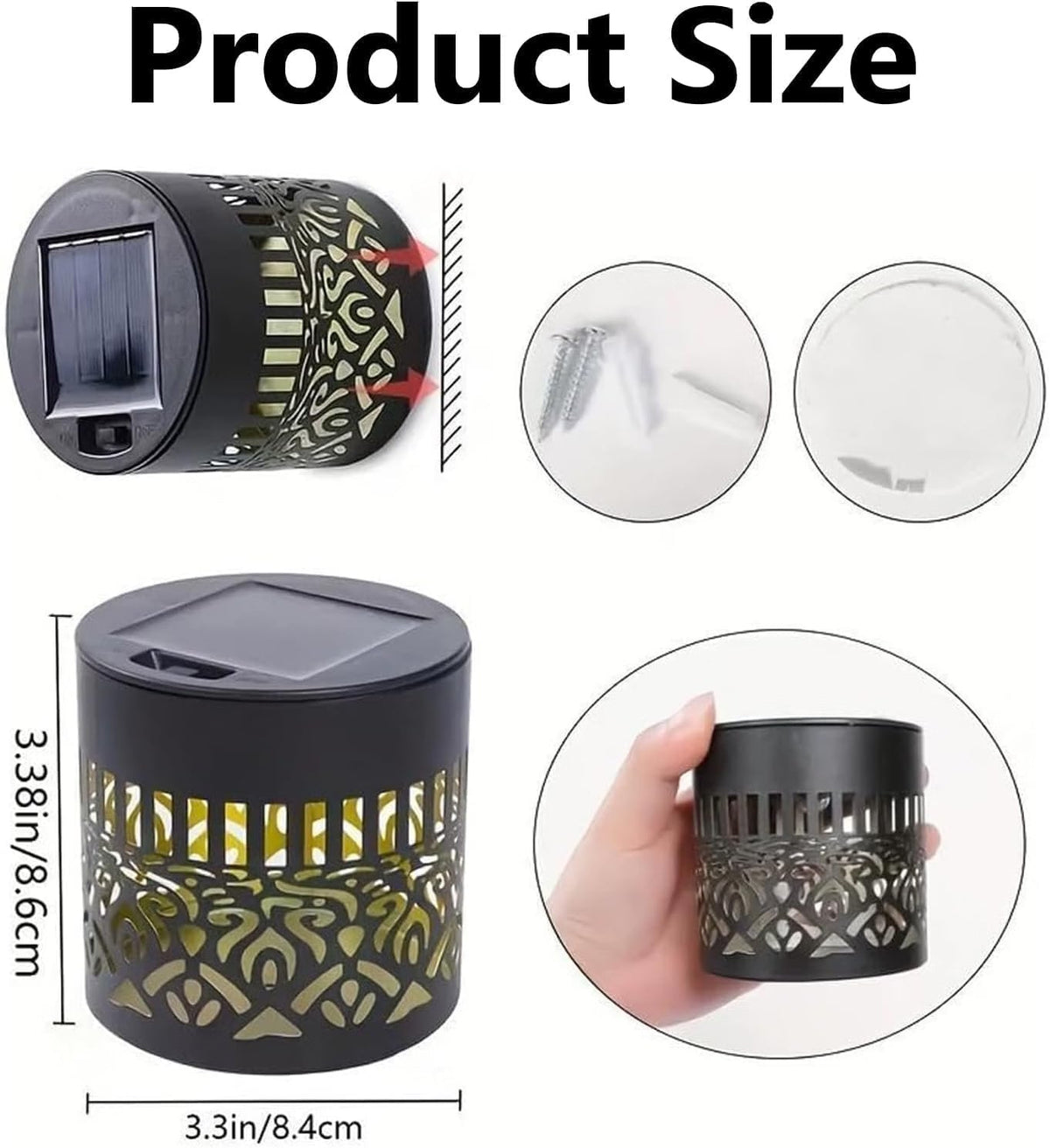 Outdoor Solar Mandala Projector Light, 7-Color Changing Waterproof Metal Wall and Fence Light, Solar Powered Garden Decor for Patio, Backyard, Yard - 21194