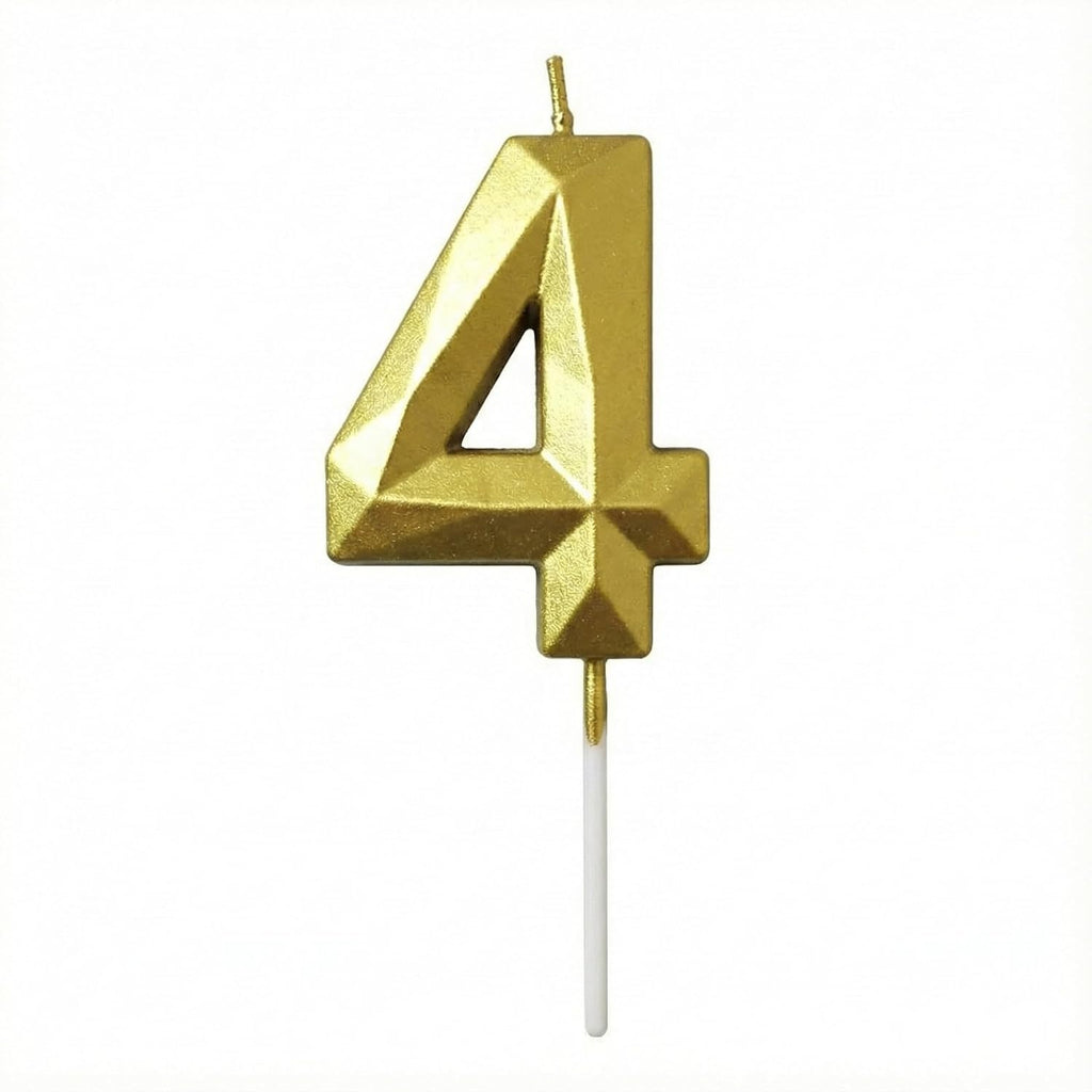{Pack of 12} Gold Colour Number 4 Birthday Candles cake topper - 21151