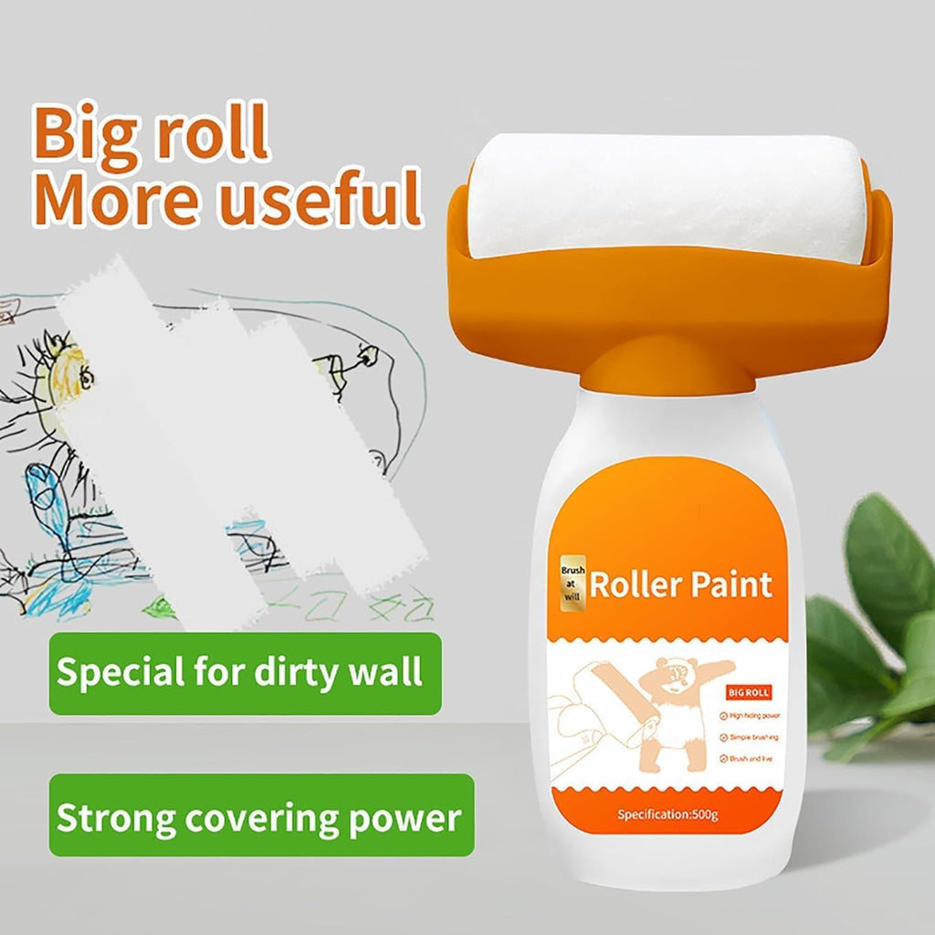 Wall Repair Paint Roller – Multifunctional White Touch-Up Roller Brush for DIY Wall Repair, Crack & Stain Cover, Smooth Finish Latex Paint Applicator for Walls & Ceilings - 21160