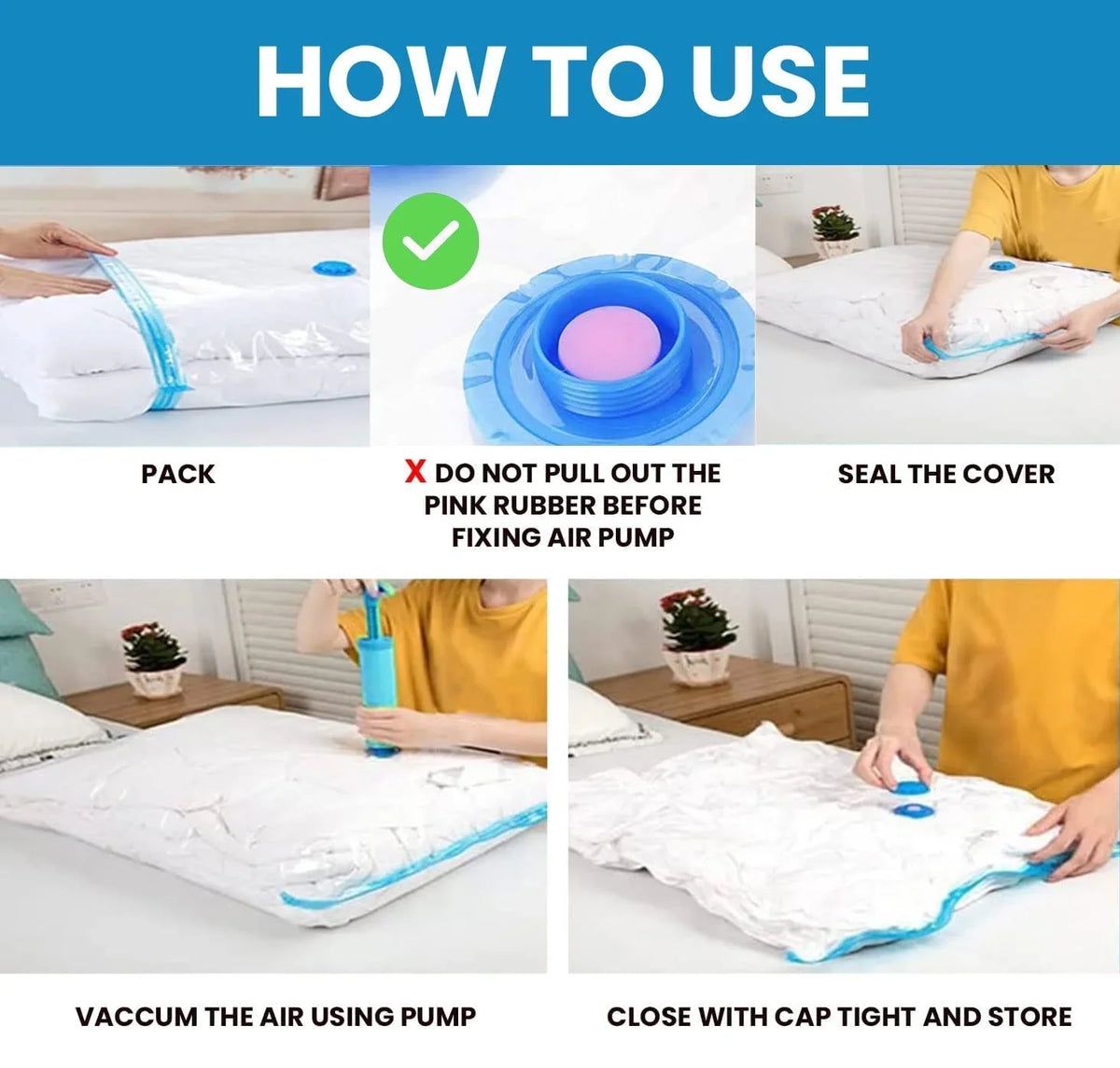 Vacuum storage bags 5 bags and pump - 7140