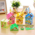 Pen Holder, Cartoon Small House Shape Pencil Stand with Scissors Pencil Ruler Sharpener Desk Pen Organiser Kids Stationery {Random Color} - 20745