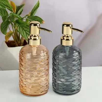 Clear Glass Soap Dispenser, Liquid Hand Soap Dispenser Bottle with Pump for Bathroom, Wash Basin, Handwash Liquid Bottle {Multicolour} - 11135