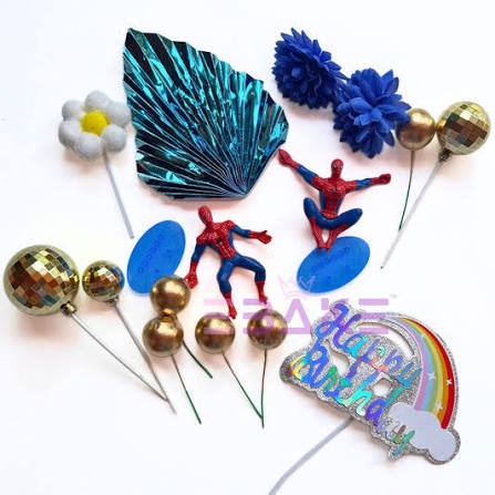Premium Mermaid Birthday Cake Topper Decoration Set | Happy Birthday Topper, Decorative Balls & Flowers | Cake Decoration Kit for Girls Birthday Party {Random Caracter} - 20880