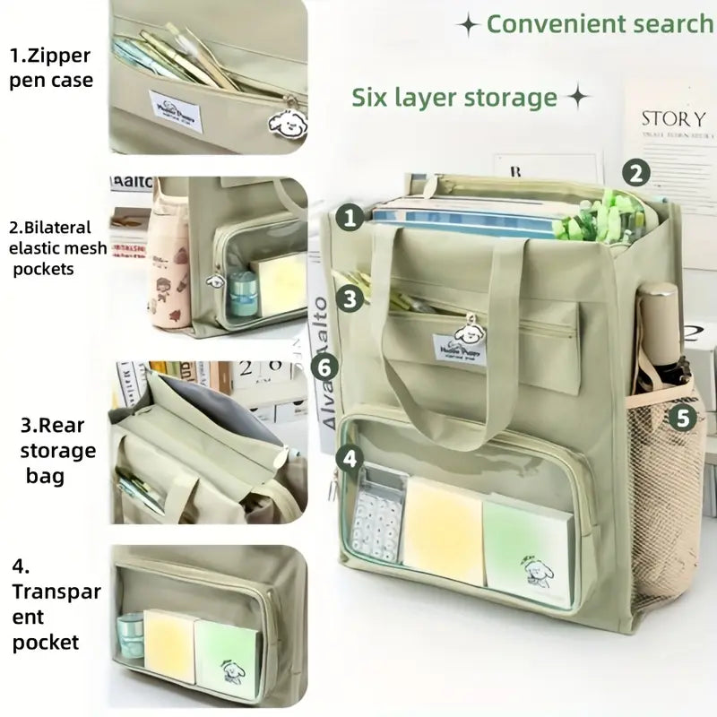 Portable File Handbag Large Capacity Tote Bag Student Training Multicolor - 10673