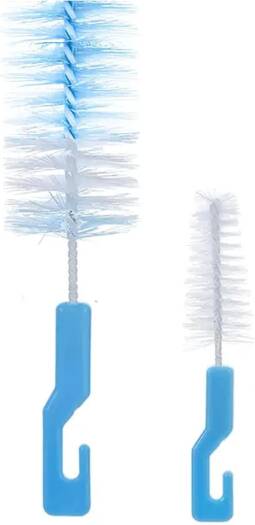 (set of 2) 1 big 1 small Nylon Bottle Brush with Nipple Cleaner | 360° Rotating Handle | High-Density Soft Bristles | BPA Free | Scratch-Free Cleaning | Non-Toxic | Easy Grip (Multicolour) - 21046