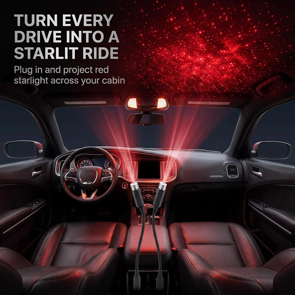 Mini Led Projection Lamp Star Night, USB Car Roof Projector Night Light, Mini Led Projection Lamp Star Night(Red Light) - 21311