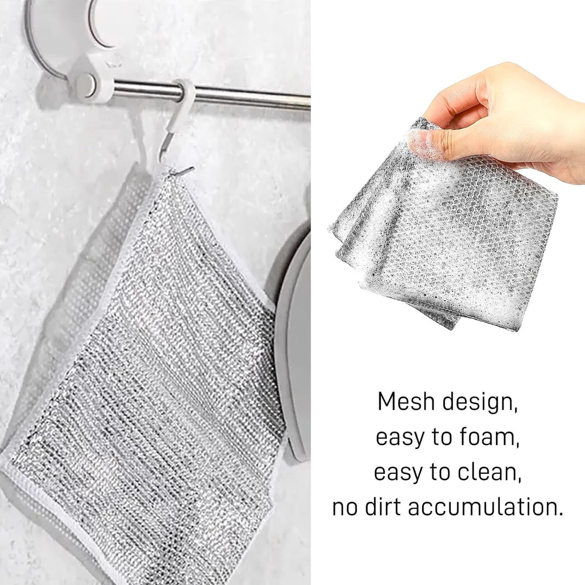 {Pack of 10} Non Scratch Dish wash Cloth Double Layer Heavy Multipurpose Wire Dishwashing Rags for Wet and Dry - 020204