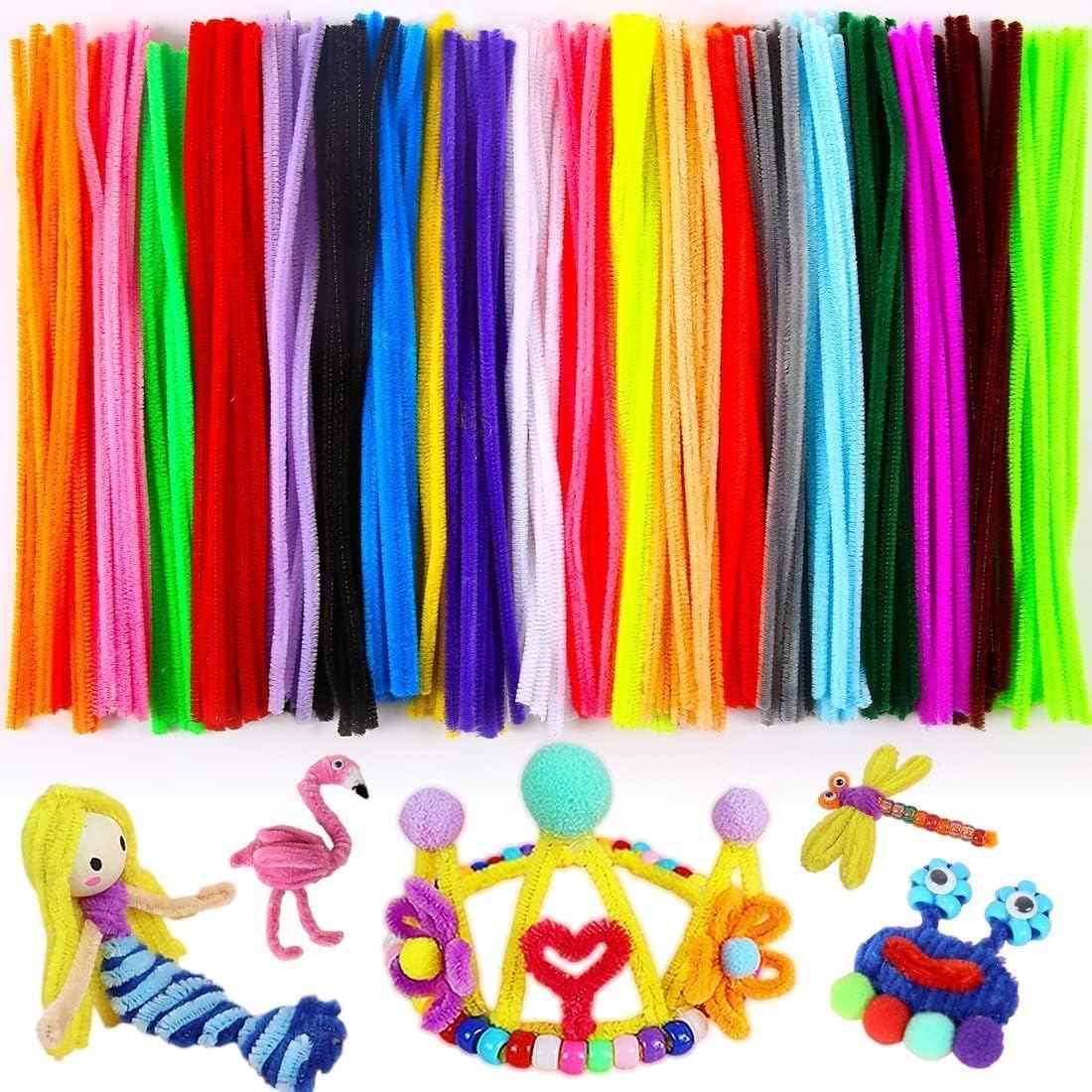 {100 Pcs} Pipe Cleaners Craft,Chenille Stems for DIY Flowers, Limpia Pipas Fluffy Fuzzy Sticks for Gift Wrapping, Party Decorations - 20681