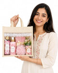 Natural Jute Tote Bag with Transparent PVC Window, Gift Hamper Packaging for Cosmetics, Dry Fruits and Wedding Favours - 21363