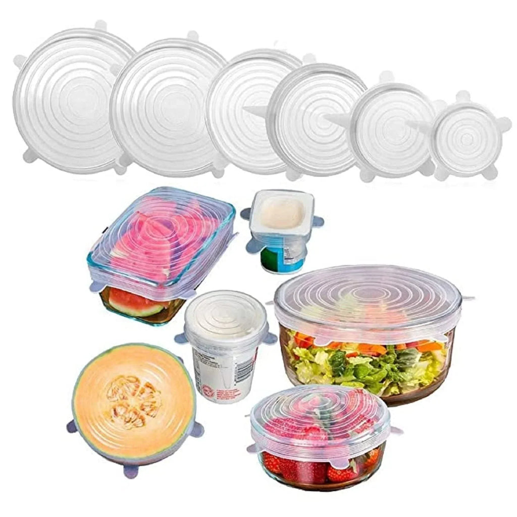 Silicone Stretch Lids, Multi Size Reusable Silicone Lids Food and Bowl Covers set of 6 pcs - 7043