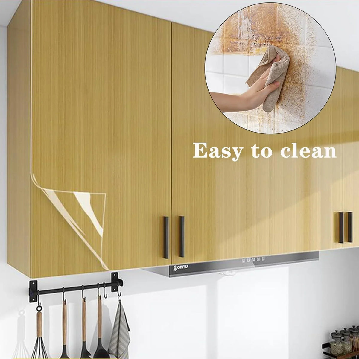 Kitchen Anti-Oil & High-Temperature Resistance Transparent Tile Sticker, Kitchen Backsplash Clear Wall Protector, Splash Protection Moisture Proof Self Adhesive (60 x 200 cm) - 10327