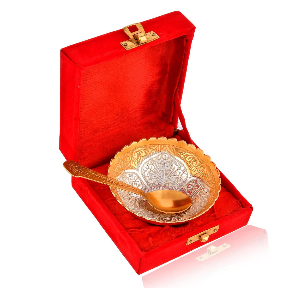 Aluminum Floral Bowl Set with Spoon - 1 Bowl, 1 Spoon - 21356