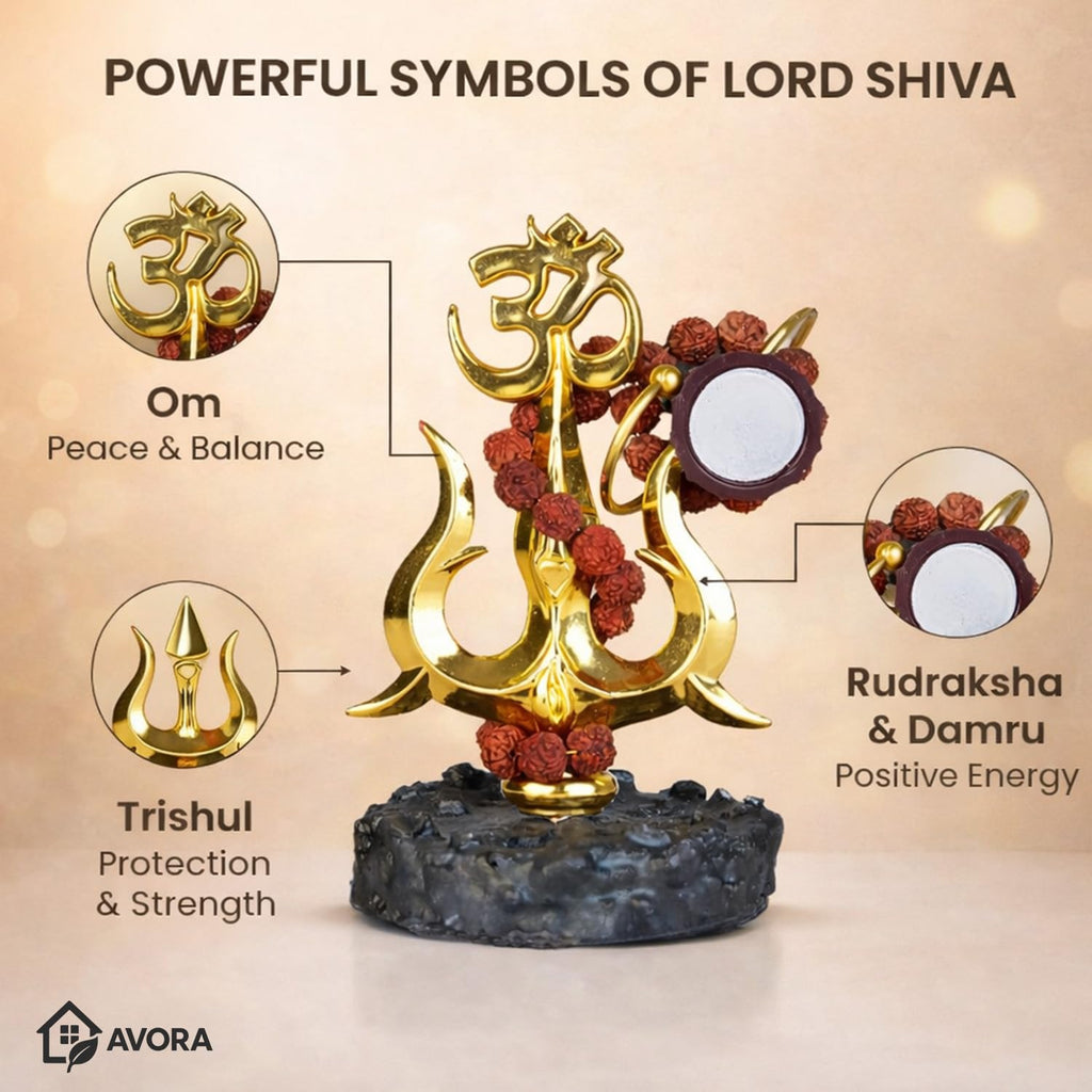 Resin Mahadev Trishul Murti for Home Temple, Car Dashboard & Office | Compact Lord Shiva Idol for Puja, Meditation & Spiritual Decor | Shiv Showpiece 8.5×6.5×11 cm - 21109