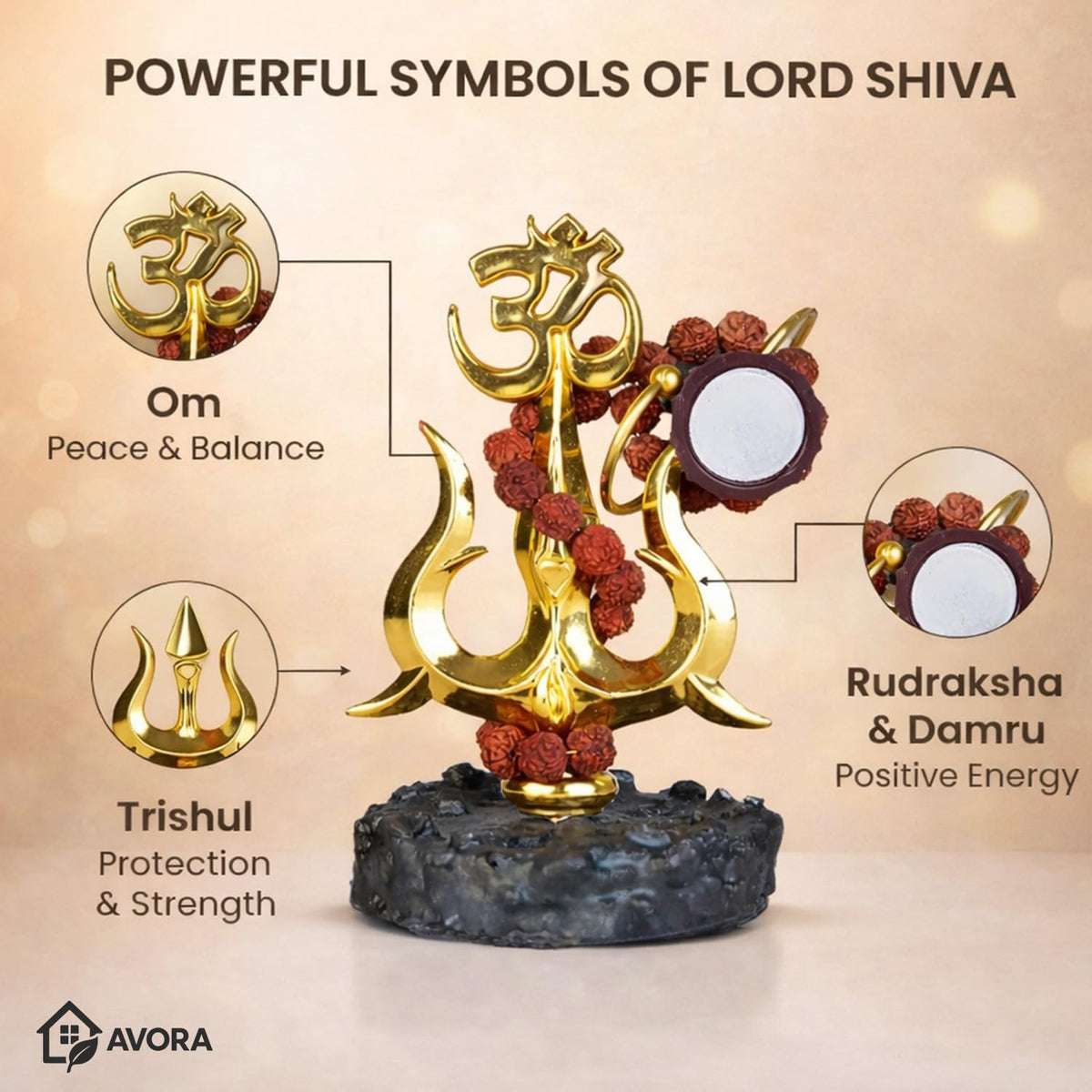 Resin Mahadev Trishul Murti for Home Temple, Car Dashboard & Office | Compact Lord Shiva Idol for Puja, Meditation & Spiritual Decor | Shiv Showpiece 8.5×6.5×11 cm - 21109