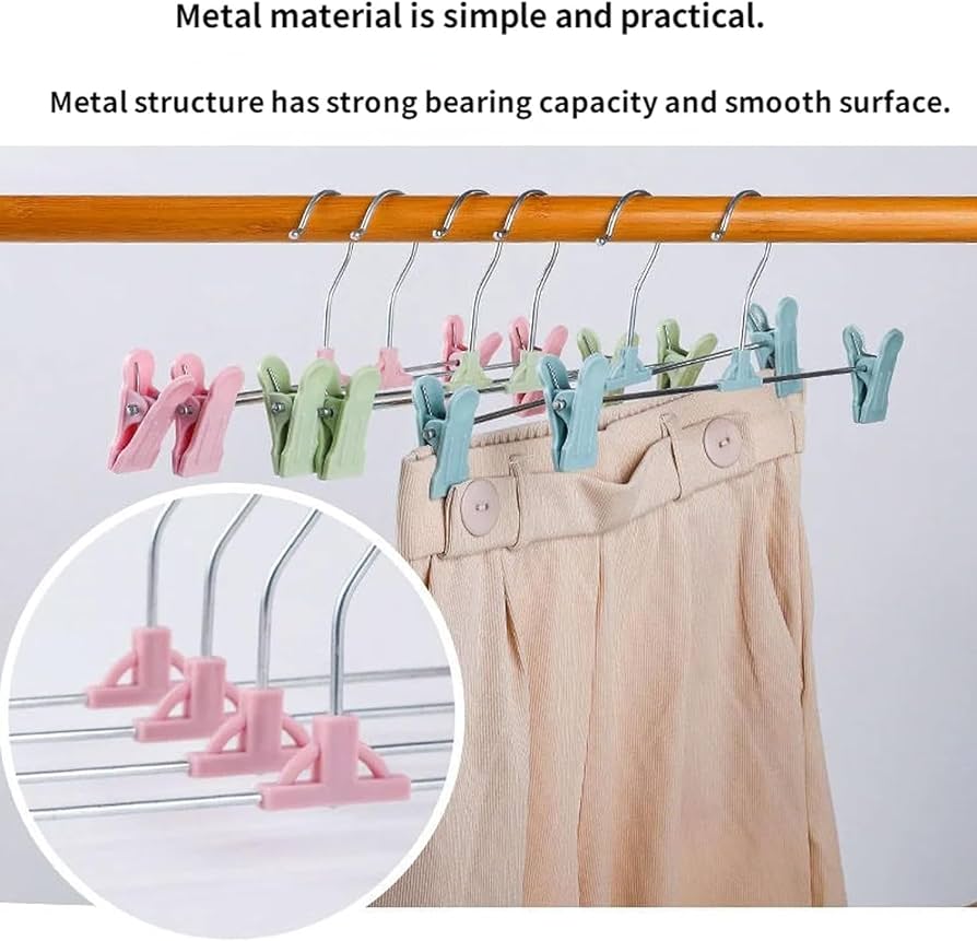 Trouser Hangers, Skirt Hangers with Adjustment Plastic Grip Pant Hangers {Random Color} - 20712