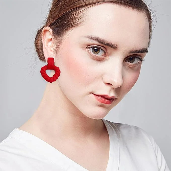 Acrylic Neon Hollow Out Heart Dangle Earrings for Women {Multicolor} - 10800