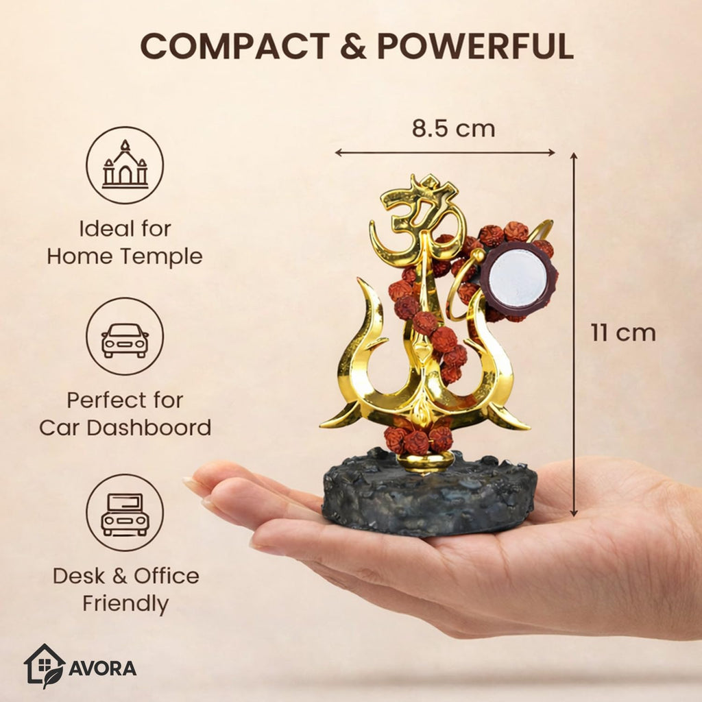 Resin Mahadev Trishul Murti for Home Temple, Car Dashboard & Office | Compact Lord Shiva Idol for Puja, Meditation & Spiritual Decor | Shiv Showpiece 8.5×6.5×11 cm - 21109